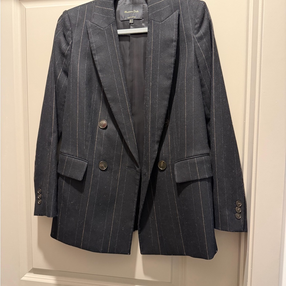 Massimo Dutti Charcoal Pinstripe Blazer
